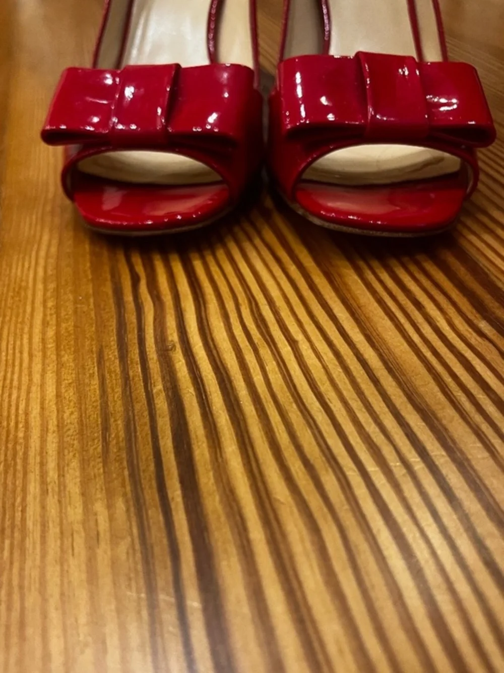 Kate Spade Maria Red Patton Opened Toe Heel SZ 6